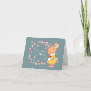 Bunny Rabbit I Love You SO much Cute Bunny Rabbit Card