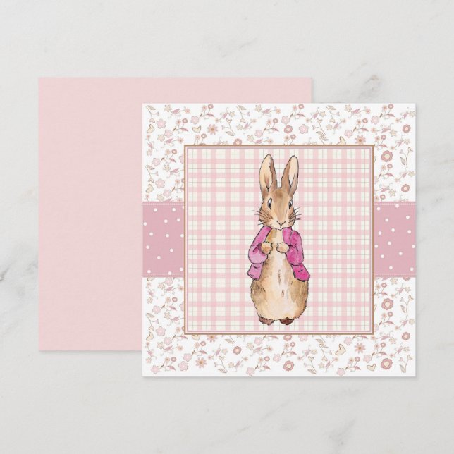 Bunny rabbit in pink jacket thank you card (Front/Back)