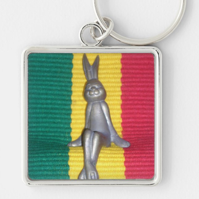 Bunny - Rabbit in Rasta Colors: A Touch of Groovy Key Ring (Front)
