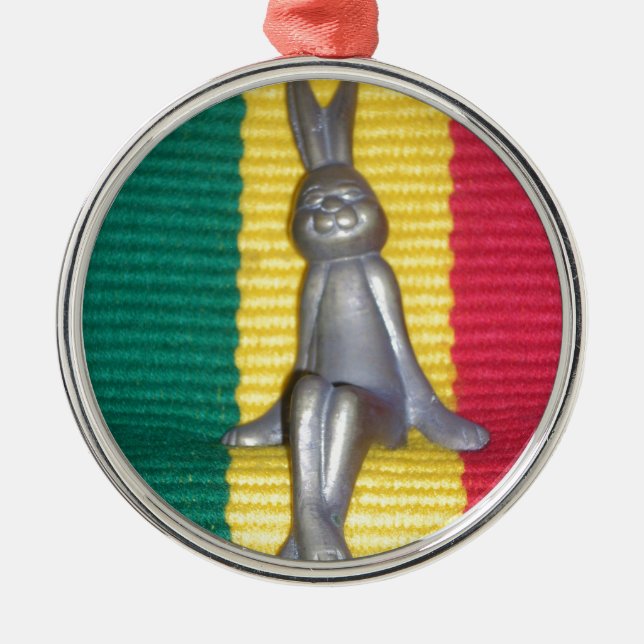Bunny - Rabbit in Rasta Colours: A Touch of Groovy Metal Ornament (Front)