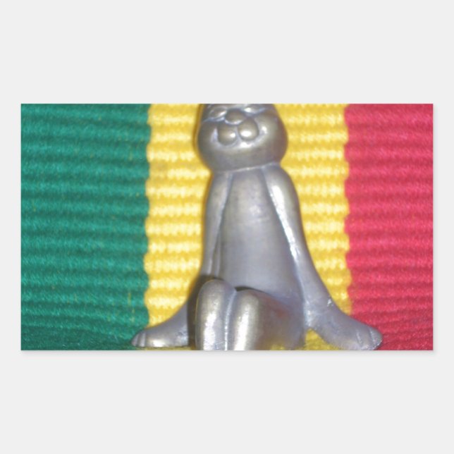 Bunny - Rabbit in Rasta Colours: A Touch of Groovy Rectangular Sticker (Front)