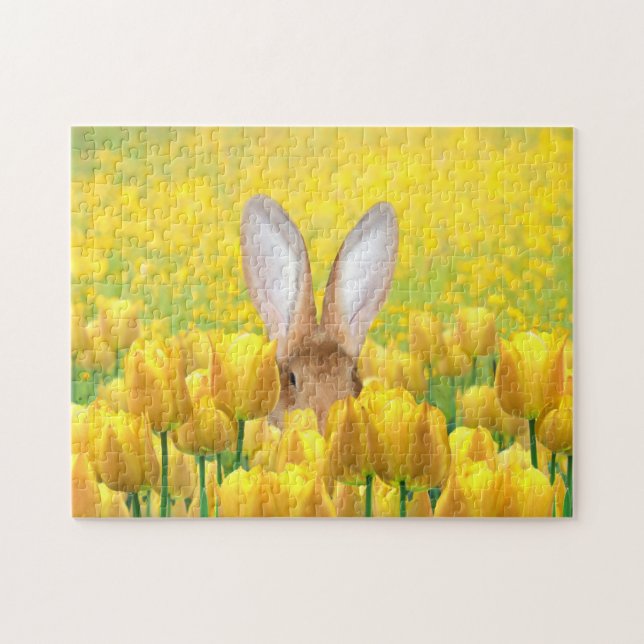 Bunny rabbit in tulips jigsaw puzzle (Horizontal)