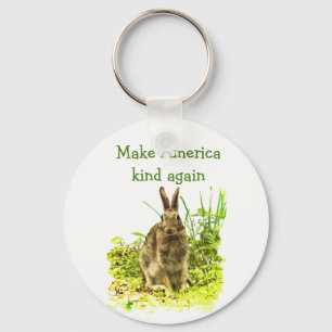 Bunny Rabbit Make America Kind Again Keychain