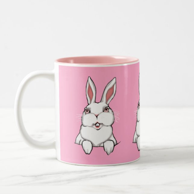 Bunny Rabbit Mug Coffee Cup Pink Bunny Cup (Left)