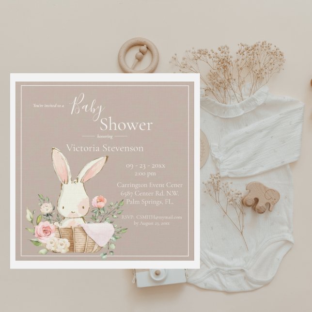 Bunny Rabbit Neutral Baby Shower Invitation (Creator Uploaded)