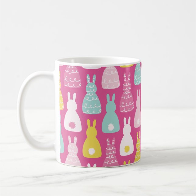  Bunny Rabbit pattern Easter Coffee Mug (Left)