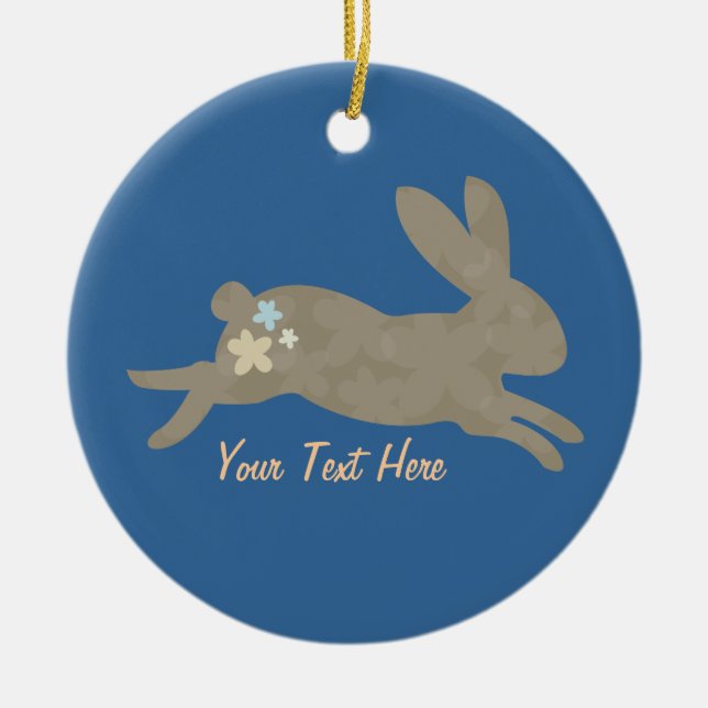 Bunny Rabbit (personalised) Ceramic Tree Decoration (Front)