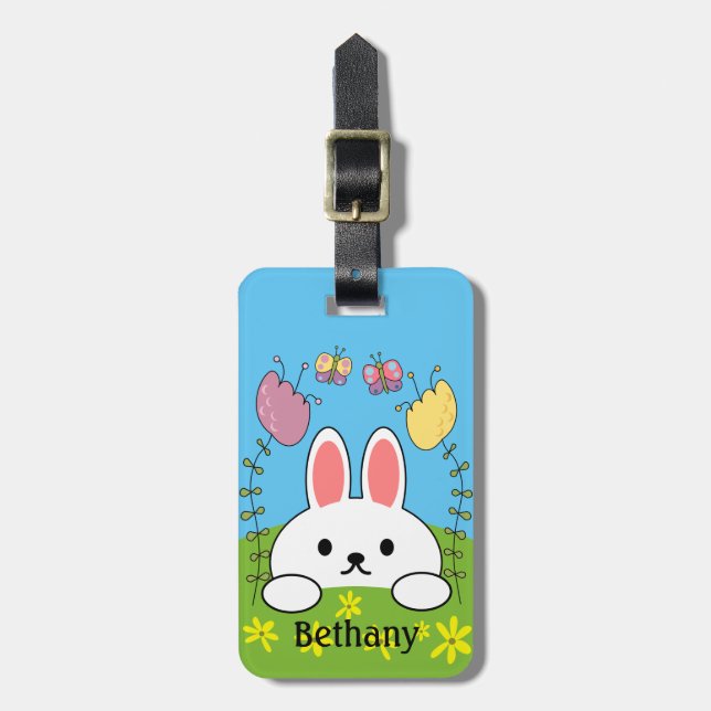 Bunny Rabbit Personalised Luggage Tag (Front Vertical)