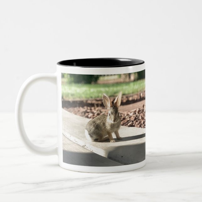 bunny rabbit photo Easter spring Two-Tone Coffee Mug (Left)