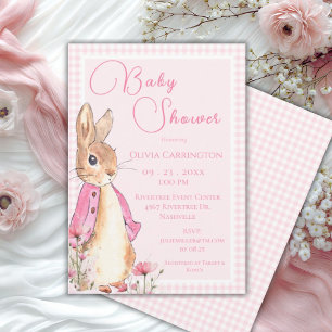 Bunny Rabbit Pink Baby Shower Invitation