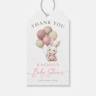 Bunny Rabbit Pink Balloons Girl Baby Shower Gift Tags