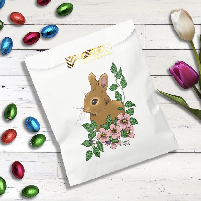 Bunny Rabbit Pink Flowers Favour Bag (Creator Uploaded)