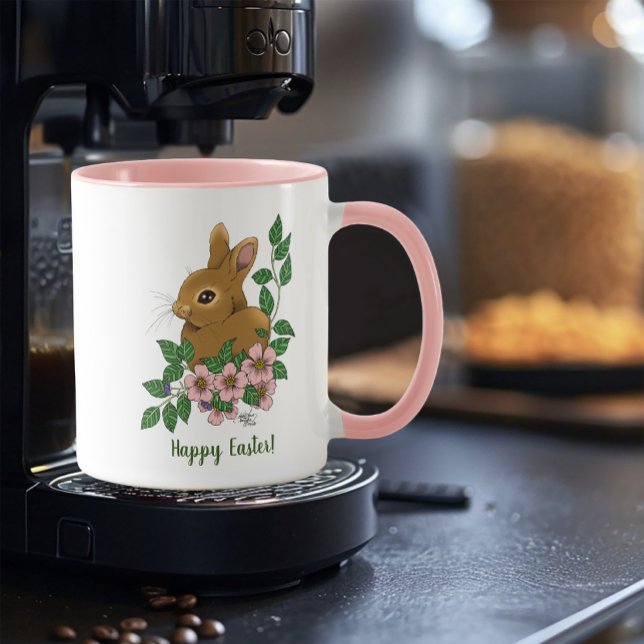 Bunny Rabbit Pink Flowers Mug (Creator Uploaded)