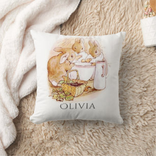 Bunny Rabbit Pink Personalised Cushion