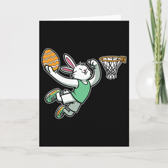 Bunny Rabbit Playing Dunking Sketll Egg Easter Dun Card (Front)