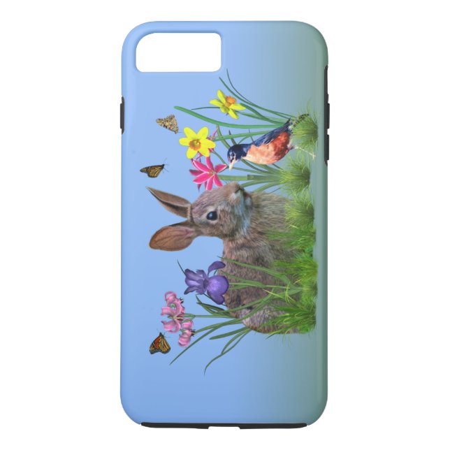 Bunny Rabbit,  Robin, and Flowers, Customisable Case-Mate iPhone Case (Back)
