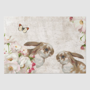 Bunny Rabbit Rose Flower Music Decoupage Easter Tissue Paper