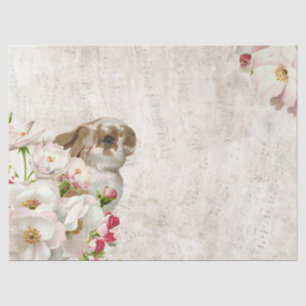 Bunny Rabbit Rose Flower Music Decoupage Easter Tissue Paper