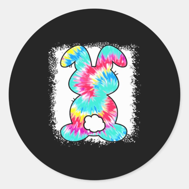 Bunny Rabbit Tie Dye Bow Classic Round Sticker (Front)
