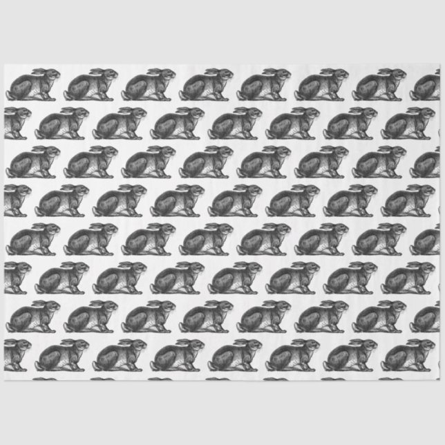 Bunny Rabbit Tissue Paper in Black & White (Front)