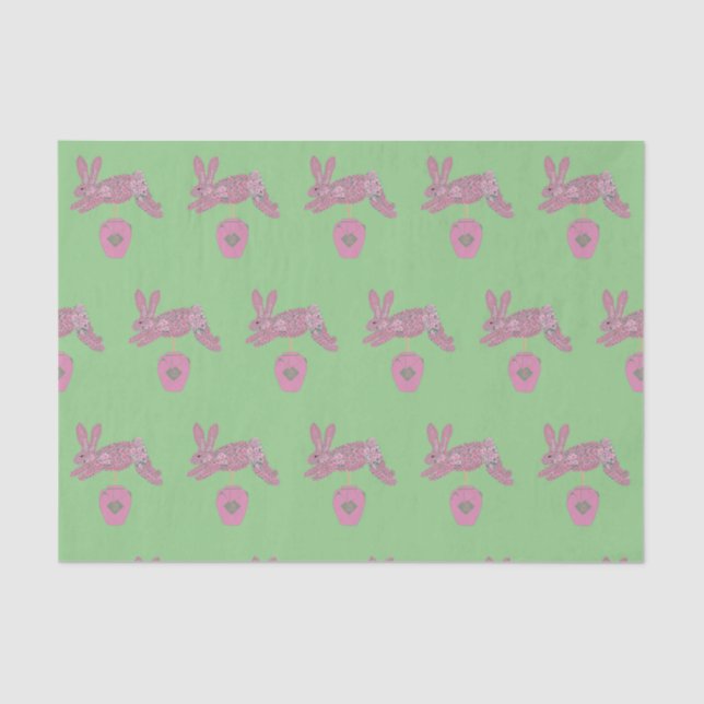 Bunny Rabbit Topiary Ginger jar jars  Tissue Paper (Front)