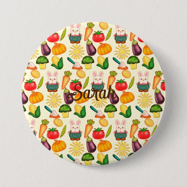Bunny Rabbit Vegetable Farmer 7.5 Cm Round Badge (Front)