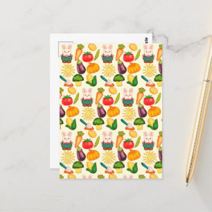 Bunny Rabbit Vegetable Farmer Postcard