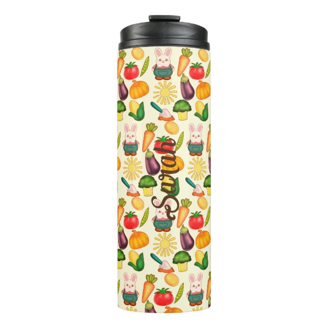 Bunny Rabbit Vegetable Farmer Thermal Tumbler (Front)