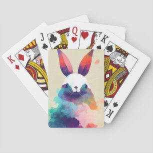 Bunny Rabbit Wild Nature Animal Colors Painting Playing Cards