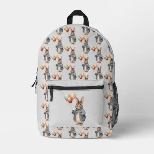 Bunny Rabbit with balloons Printed Backpack
