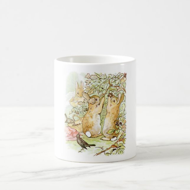 Bunny Rabbits: Blackberry Picking (Beatrix Potter) Coffee Mug (Center)