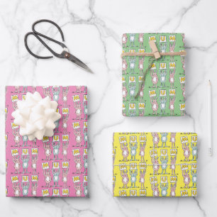 Bunny Rabbits Design All Over Pattern Wrapping Paper Sheet