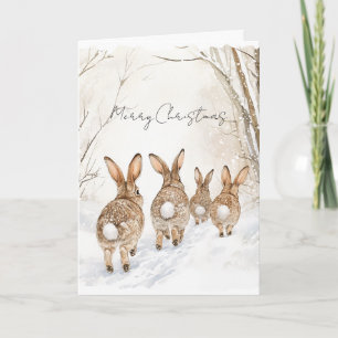 Bunny Rabbits in Snow Christmas Card