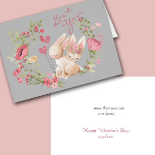 Bunny Rabbits Pink Wreath Romantic Valentine