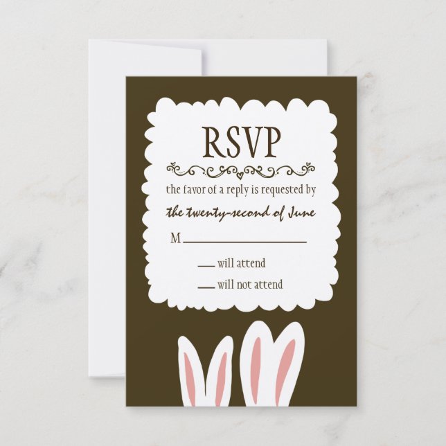 Bunny Rabbits Wedding RSVP Card (Front)