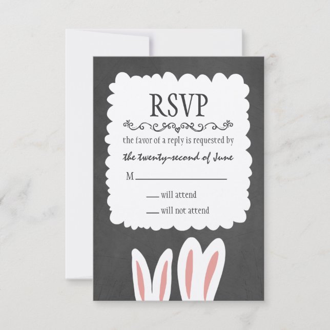Bunny Rabbits Wedding RSVP Card (Front)