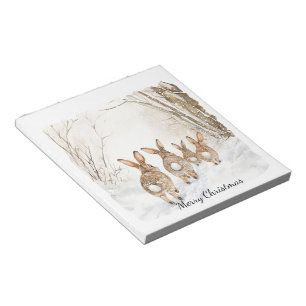 Bunny Rabbits Woods Christmas Notepad