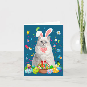 Bunny Ragdoll Cat Easter Egg Card
