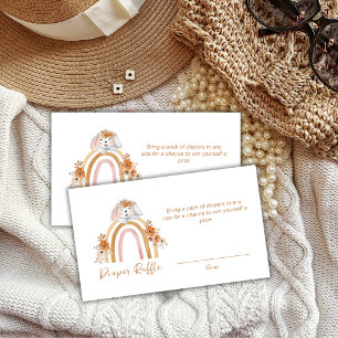 Bunny Rainbow Floral Diaper Raffle Baby Shower Enclosure Card
