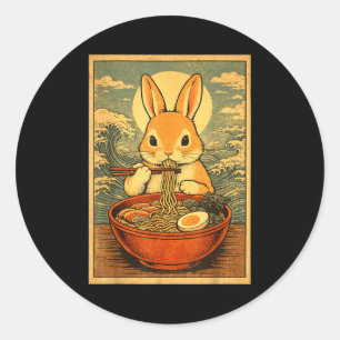 Bunny Ramen Japanese Graphic Tees For Men Women Te Classic Round Sticker