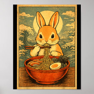 Bunny Ramen Japanese Graphic Tees For Men Women Te Poster