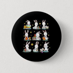 Bunny Reading Book Happy Easter Bookworm Kids Men 6 Cm Round Badge