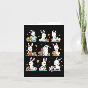 Bunny Reading Book Happy Easter Bookworm Kids Men Card