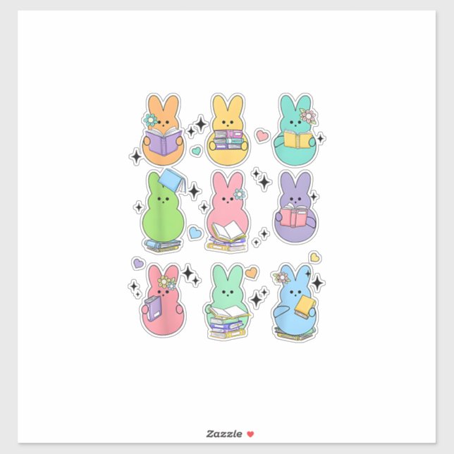 Bunny Reading Books Easter Day Librarian Teacher B (Sheet)