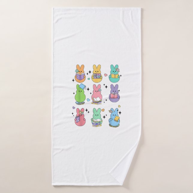 Bunny Reading Books Easter Day Librarian Teacher B Bath Towel (Bath Towel)