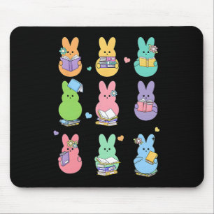 Bunny Reading Books Easter Day Librarian Teacher B Mouse Pad