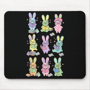 Bunny reading books easter day librarian teacher mouse pad