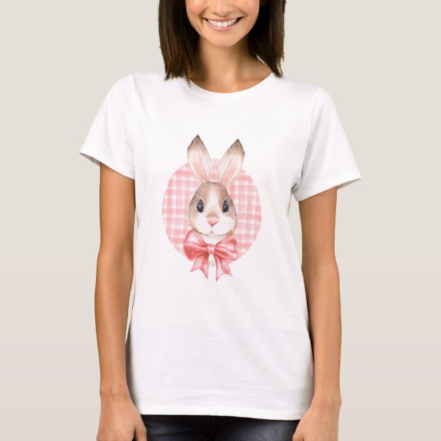 Bunny. Red bow T-Shirt (Front)
