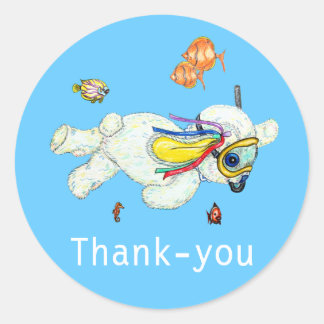 Bunny Reef Swimming Baby Thank-you Sticker