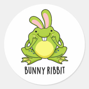 Bunny Ribbit Funny Rabbit Frog Pun  Classic Round Sticker